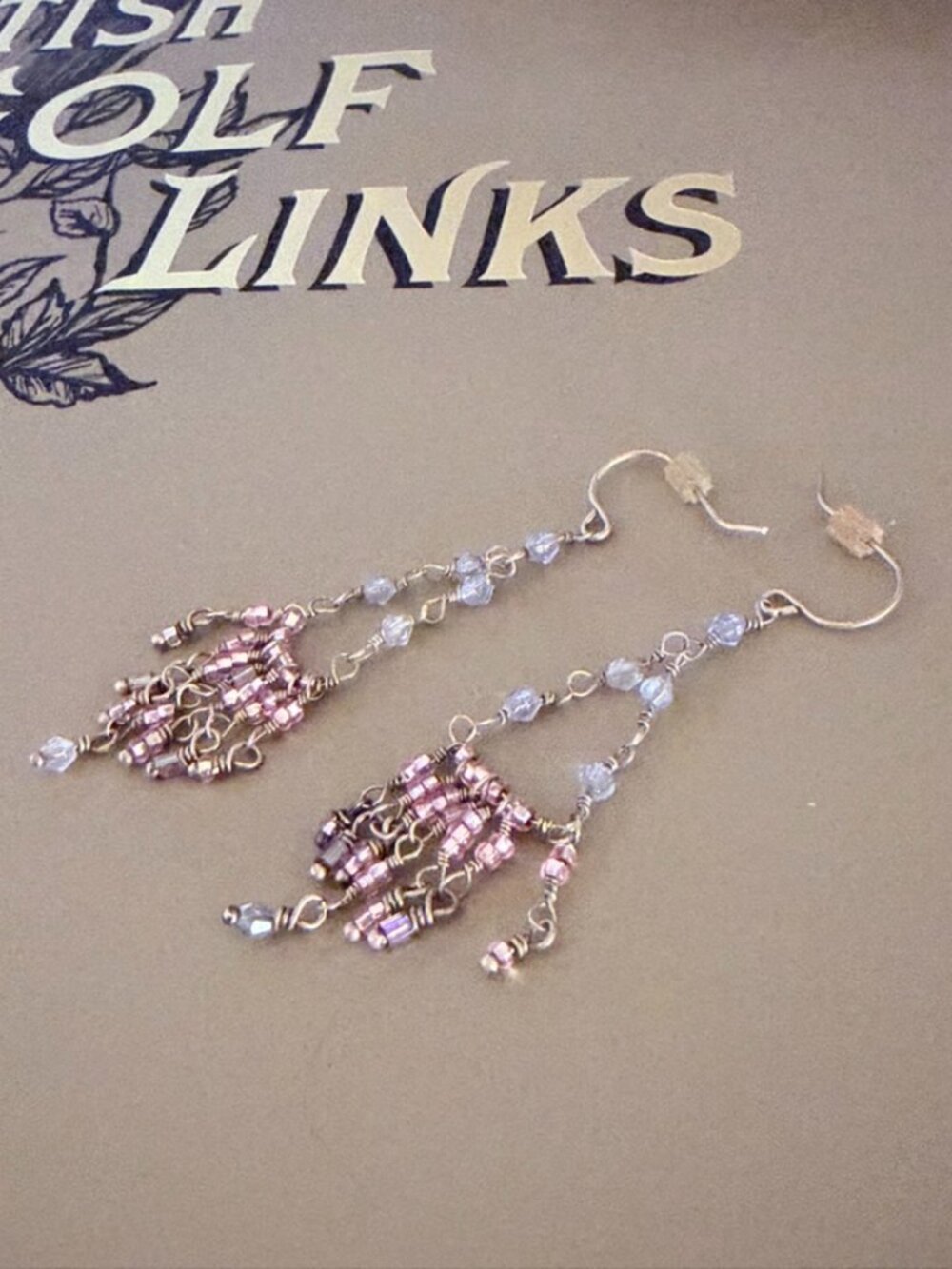 Pink Beaded Fringe Earrings
